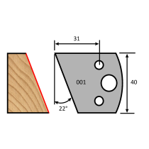Steel Straight Profile Knife, 4mm Thickness, 40mm Length
