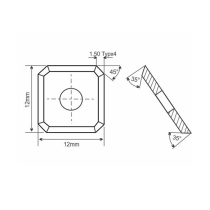 12mm Length, Carbide Insert, Replacement Knife, 12mm Width, 45° Angle