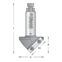 96.6mm Dia, Carbide Insert, V-Groove Router Cutter, 2 Flutes, 20mm Shank, 90.3mm Length