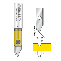 0.5mm Dia, Solid Carbide Insert, V-Groove 90°, 4mm Cutting Length
